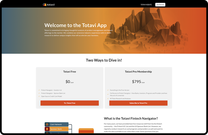 Totavi App and Pro Subscription dashboard preview